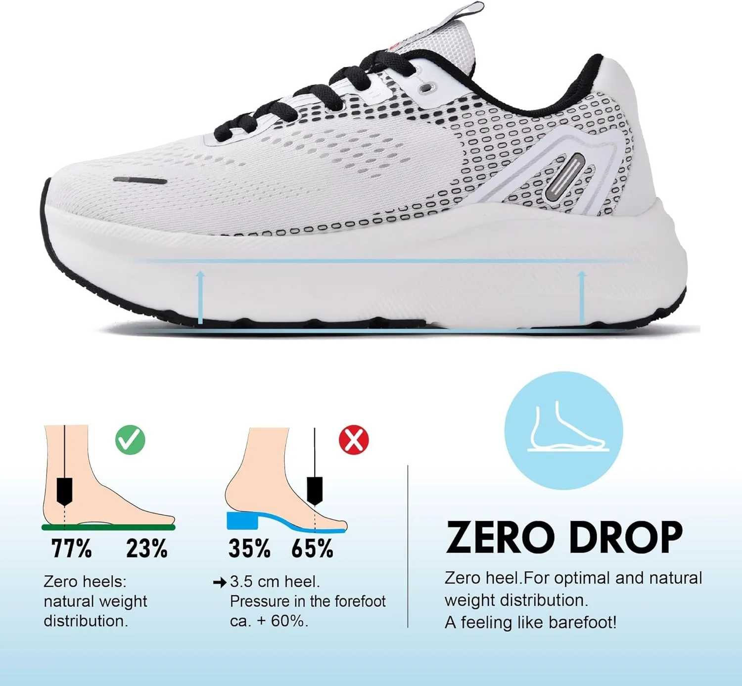 JACKSHIBO Wide Toe Box Shoes for Men Arch Support Shoes Wide Width Sneakers for Running Walking Athletic Tennis Orthopedic Plantar Fasciitis Workout with Thick Cushioned Zero Drop Sole