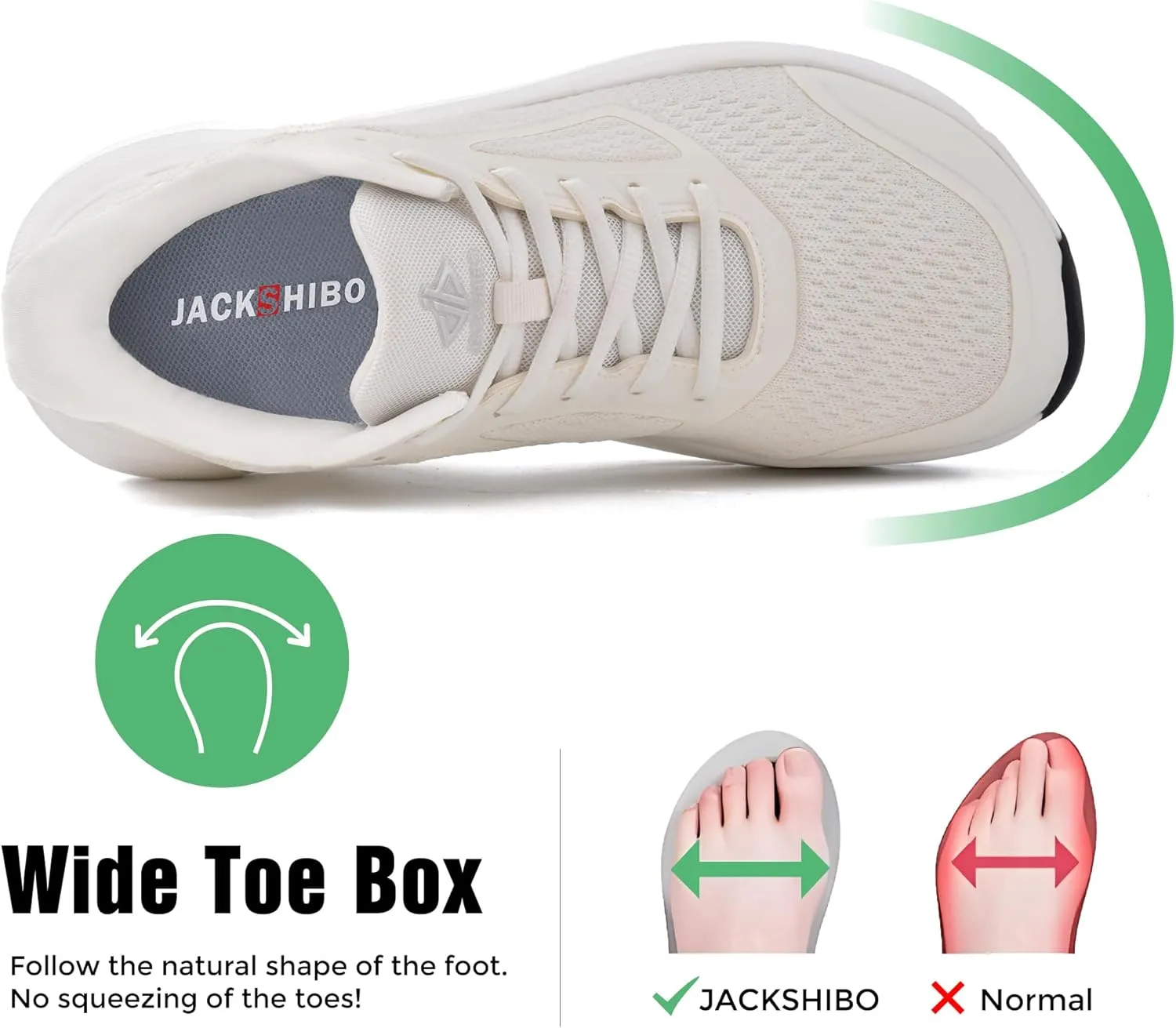 JACKSHIBO Wide Toe Box Shoes for Men Wide Running Shoes Walking Tennis Athletic Gym Workout Cross Training Wide Width Sneakers with Cushion Zero Drop Sole