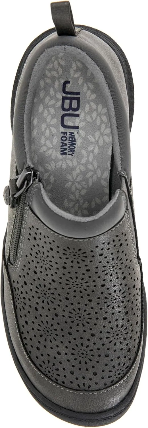 JBU Women's Loafer Side Zipper Slip On Comfort Casual Oxford Flat