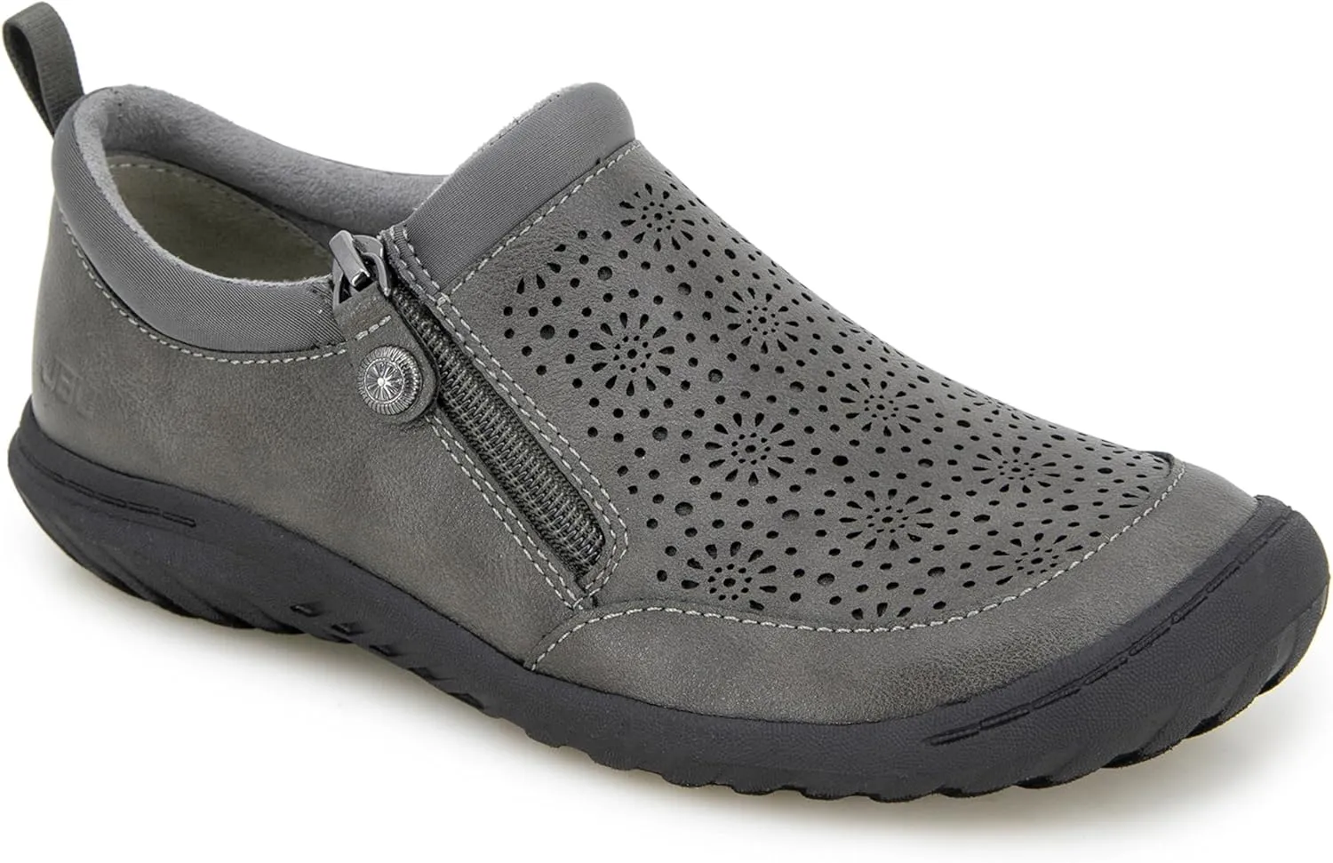 JBU Women's Loafer Side Zipper Slip On Comfort Casual Oxford Flat
