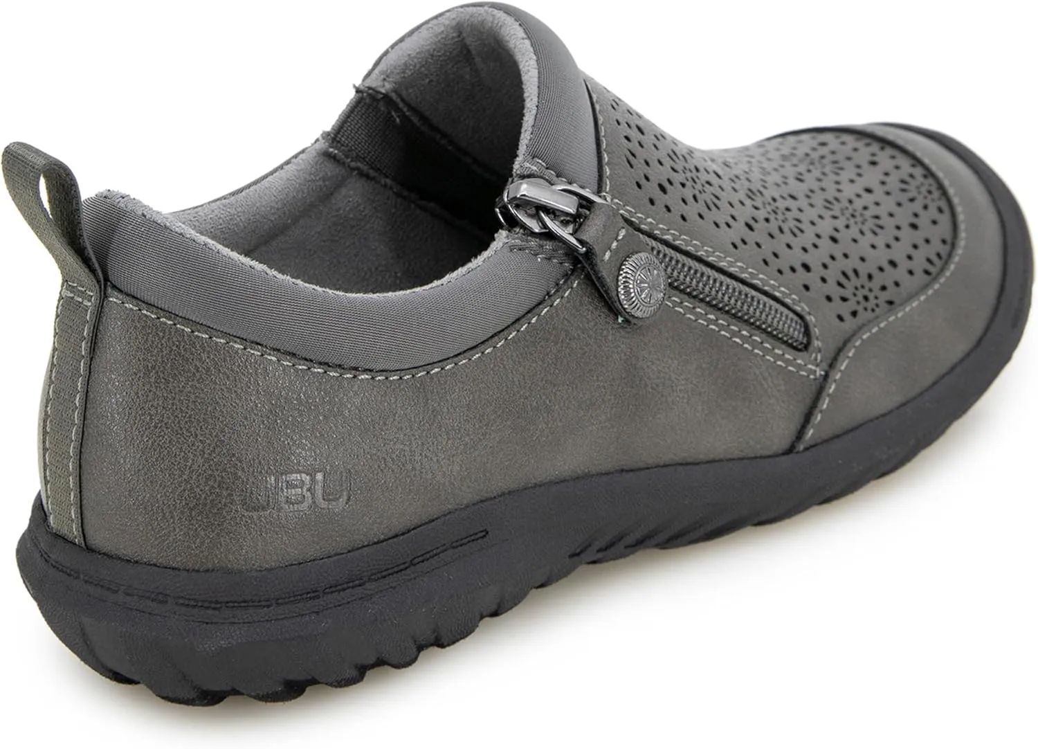 JBU Women's Loafer Side Zipper Slip On Comfort Casual Oxford Flat