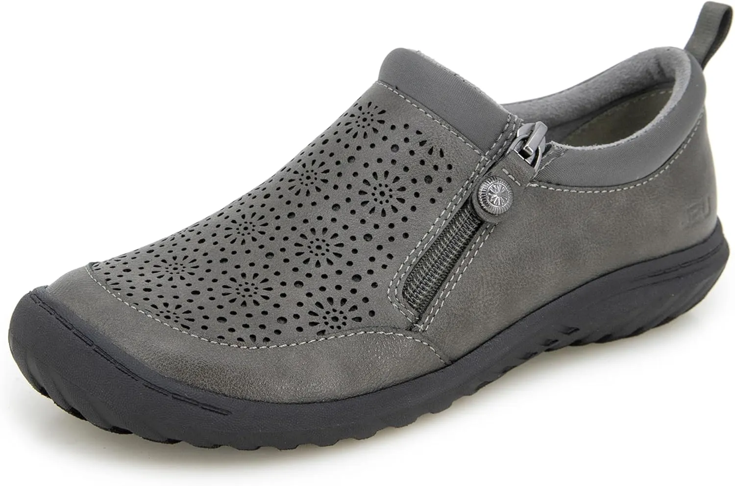JBU Women's Loafer Side Zipper Slip On Comfort Casual Oxford Flat