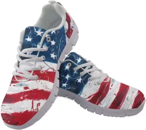 Jeiento American Flag Shoes Men's Fashion Sneaker Sports Running Shoes Causal Travel Walking Flat Shoe Breathable