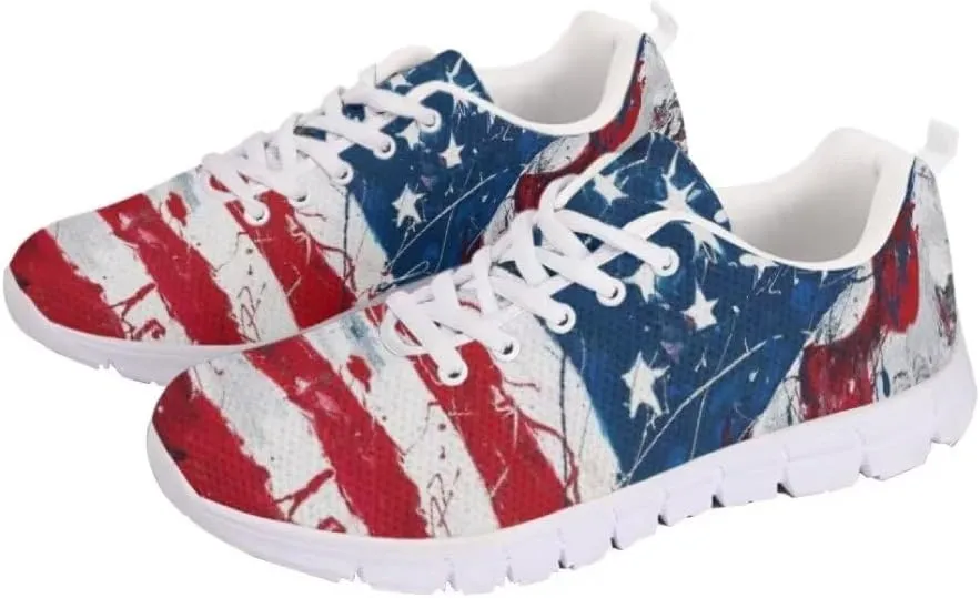 Jeiento American Flag Shoes Men's Fashion Sneaker Sports Running Shoes Causal Travel Walking Flat Shoe Breathable