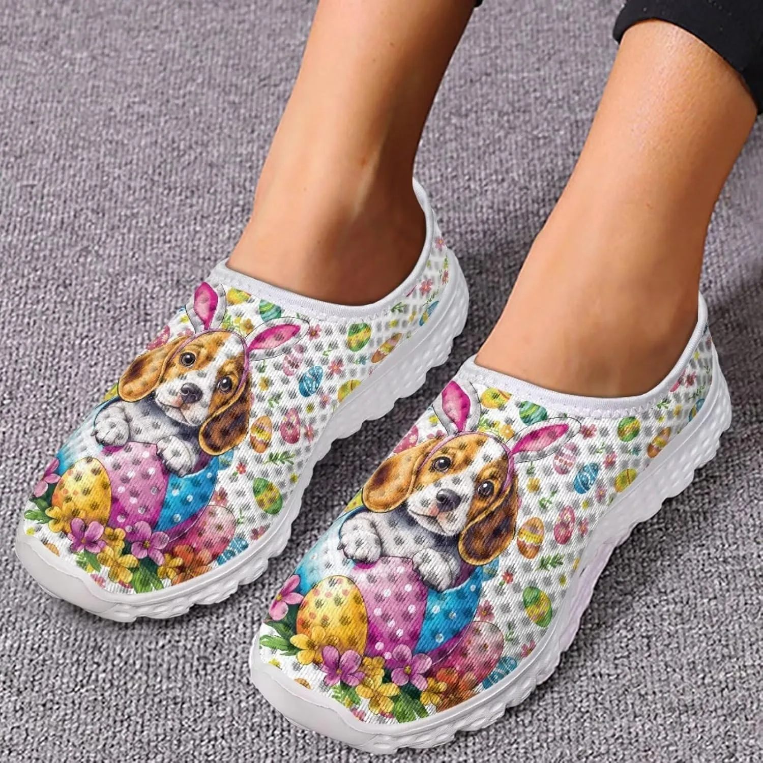 Jeiento Halloween Shoes for Women Men Halloween Party Walking Running Sneaker Shoes Slip-On Breathable Mesh Workout Fashion Shoes