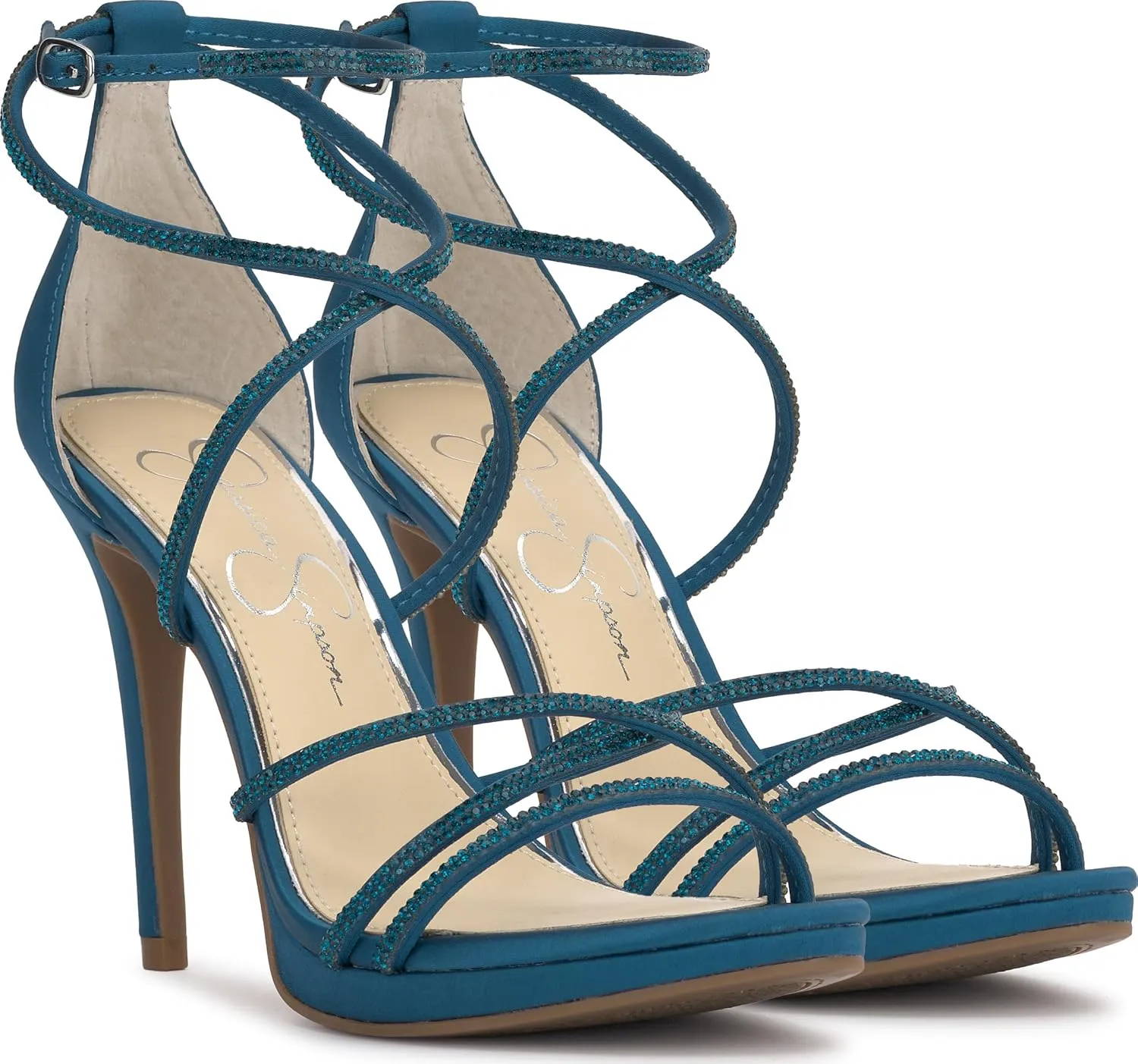 Jessica Simpson Womens Jaeya Rhinestone Strappy Dress Sandals