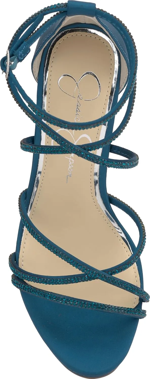 Jessica Simpson Womens Jaeya Rhinestone Strappy Dress Sandals