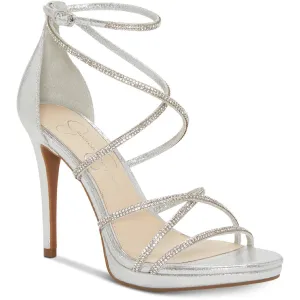 Jessica Simpson Women's Jaeya Strappy Dress Sandal Heeled, Platinum, 7.5 M US