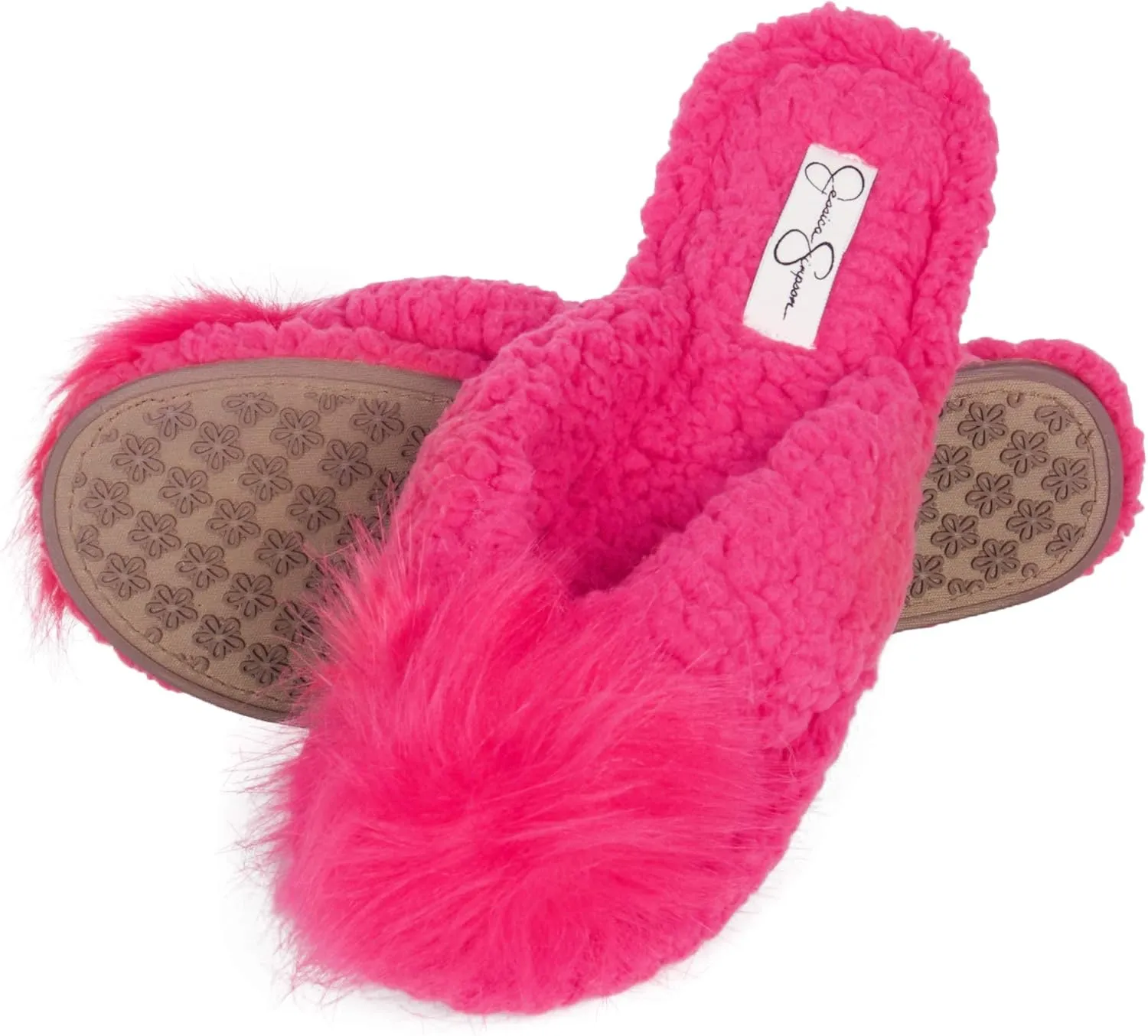Jessica Simpson Women's Plush Marshmallow Slide-On Sandal House Slippers with Memory Foam