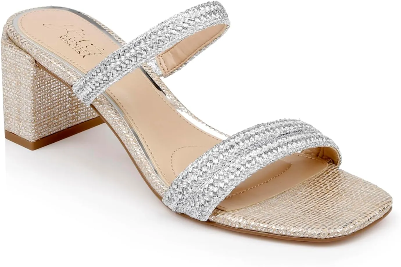 Jewel Badgley Mischka Heat Textured Block Heel Mule