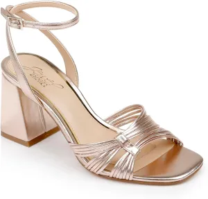 Jewel Badgley Mischka Michelle Metallic Strappy Block Heels