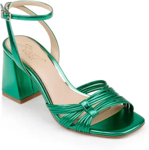 Jewel Badgley Mischka Michelle Metallic Strappy Block Heels