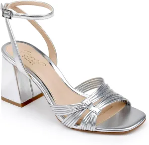 Jewel Badgley Mischka Michelle Metallic Strappy Block Heels