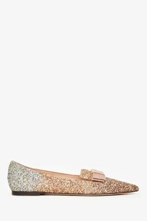 Jimmy Choo Gold/Silver Metallic Leather Pointed Toe Loafer Size 36
