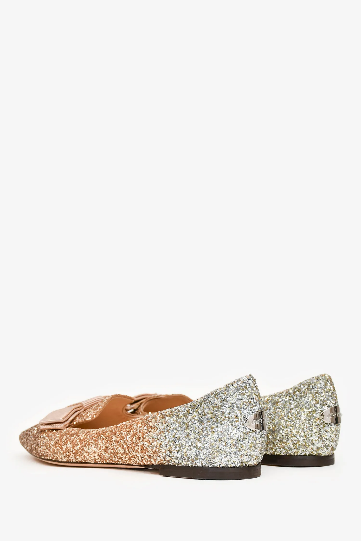 Jimmy Choo Gold/Silver Metallic Leather Pointed Toe Loafer Size 36