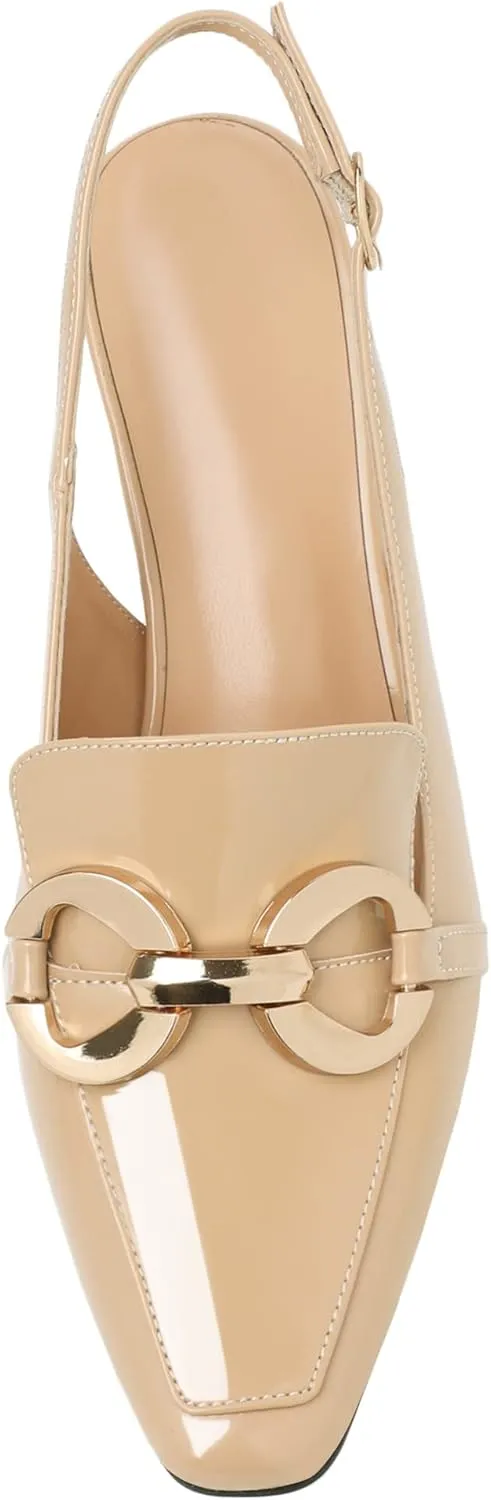 Joseywade Women Slingback Low Kitten Heels Loafer Pumps 2.5 Inch Heeled Sandals Closed Toe Dress Shoes