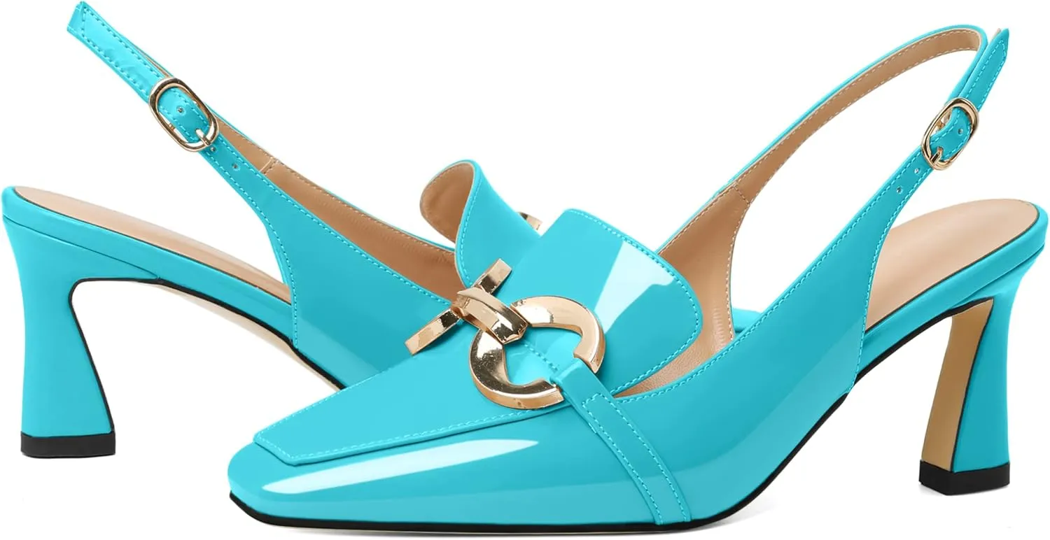 Joseywade Women Slingback Low Kitten Heels Loafer Pumps 2.5 Inch Heeled Sandals Closed Toe Dress Shoes