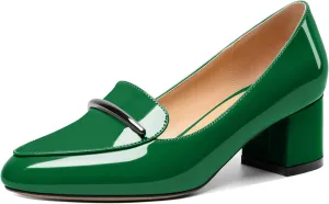 Joseywade Women's Block Heels Low Heel Loafer Pumps Round Toe Chunky Heel Slip On 2 Inch Closed Toe Comfort Shoes