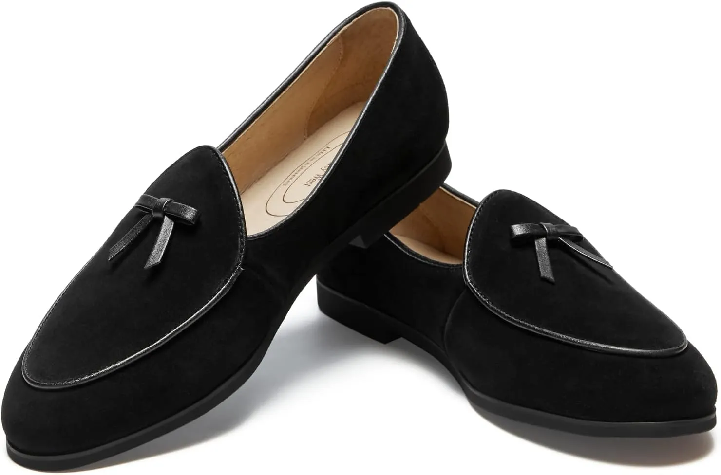Journey West Suede Tassel Loafer for Women Slip-on Belgian Loafers Shoes