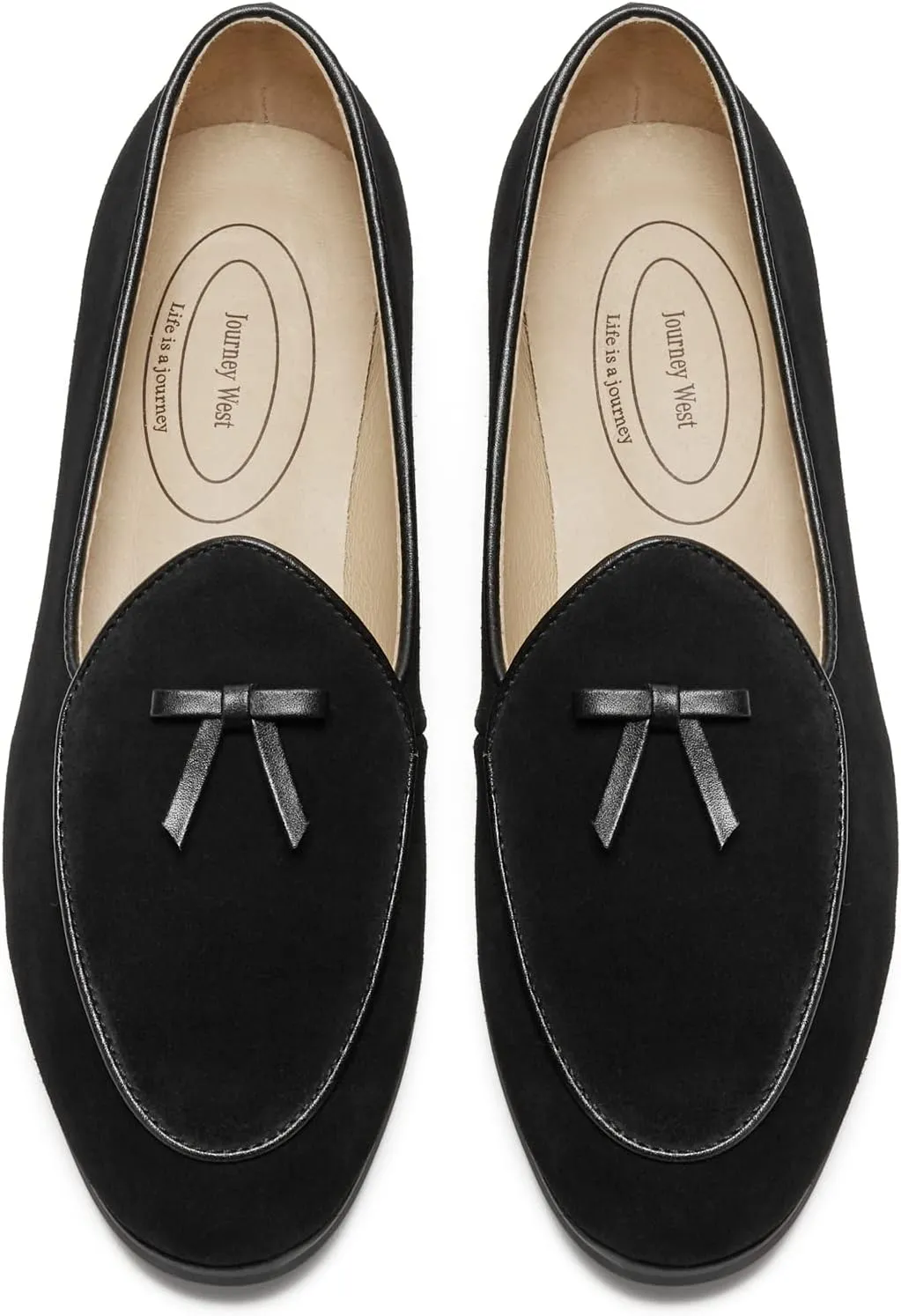 Journey West Suede Tassel Loafer for Women Slip-on Belgian Loafers Shoes