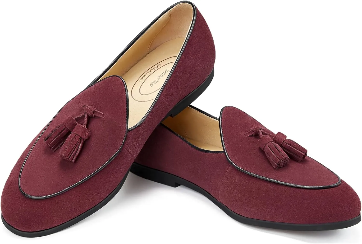Journey West Suede Tassel Loafer for Women Slip-on BelgianLoafers Shoes