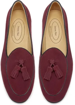 Journey West Suede Tassel Loafer for Women Slip-on BelgianLoafers Shoes