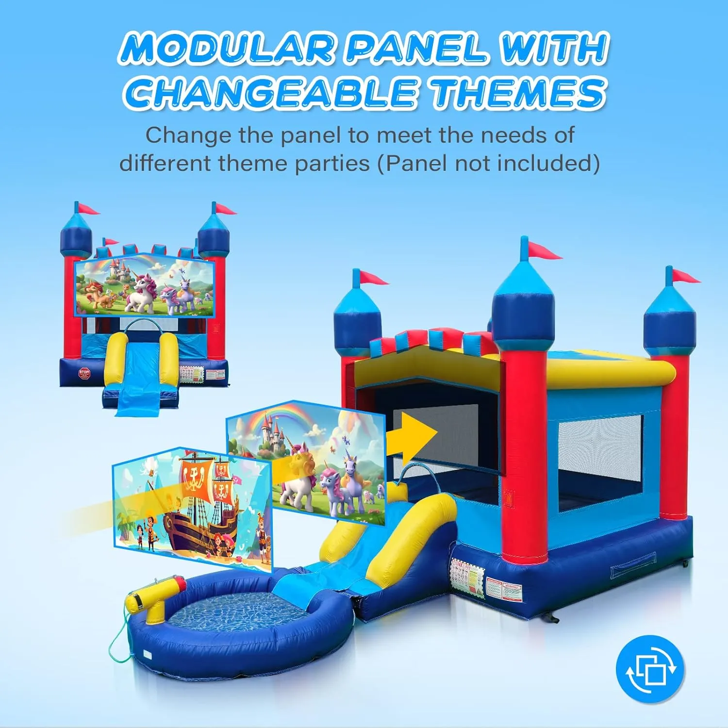 JOYMOR Commercial Inflatable Bounce House w/Slide and Pool for Adults and Big Kids, 12x12FT Jumping Area, 100% PVC Vinyl Water Slide with Water Cannon for Outdoor Backyard (No Blower)
