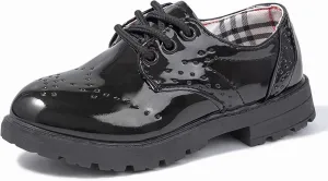 Kids Oxford Shoes Girl’s Boy’s Cute Dress Shoes Lace-Up School Uniform Loafer Flats Shoes