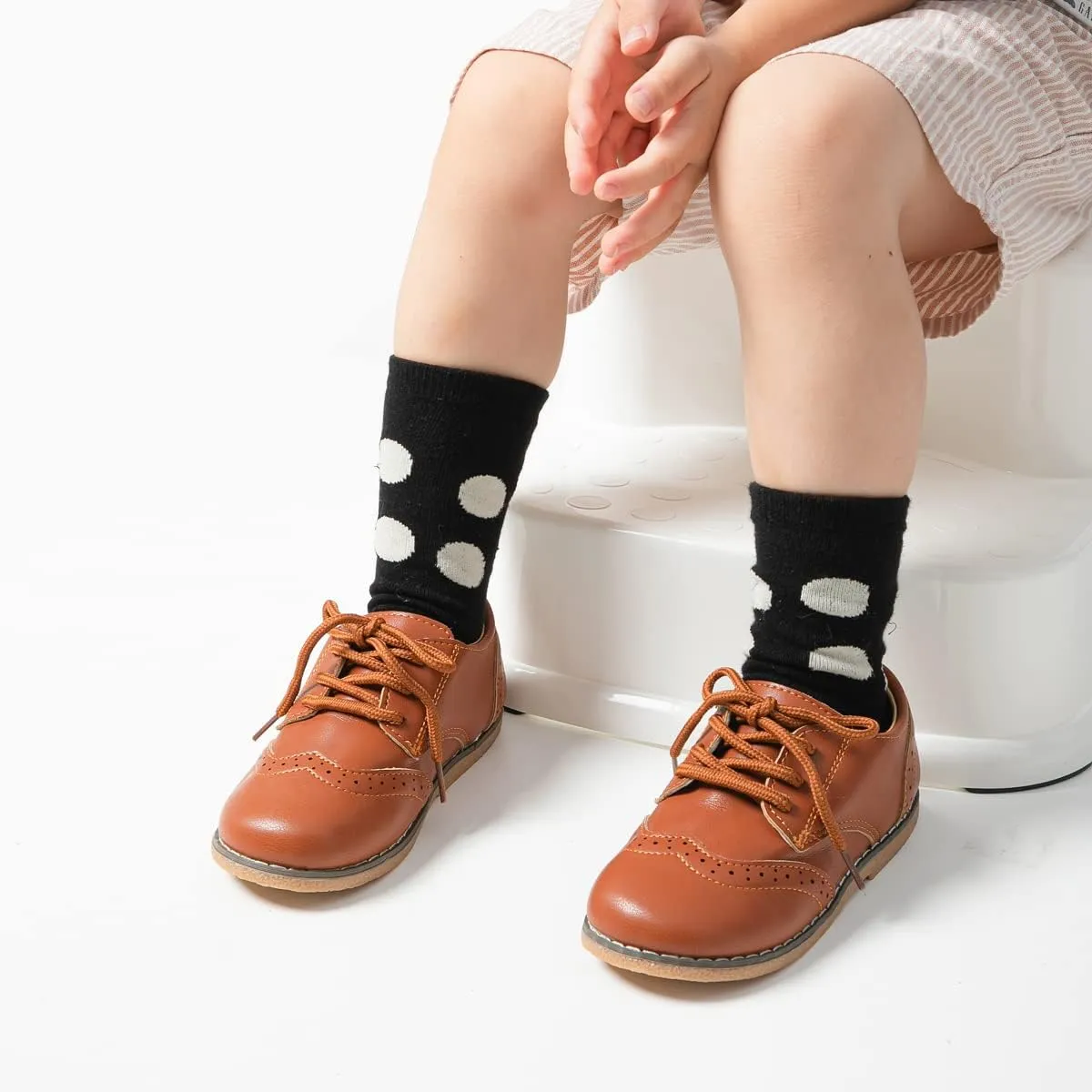 KIDSUN Toddler Boy’s Girl’s Dress Shoes Comfort Lace-Up Oxford School Uniform Shoes Loafer Flats (Toddler/Little Kid) E-Black