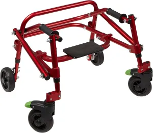 Klip- Lightweight Posterior Rollator Walker/Gait Trainer 4 Wheel - with Flip-Up Seat for Toddlers, Kids, Teens with Special Needs/Cerebral Palsy-Front Swivel Wheels, Height Adjustable, Foldable