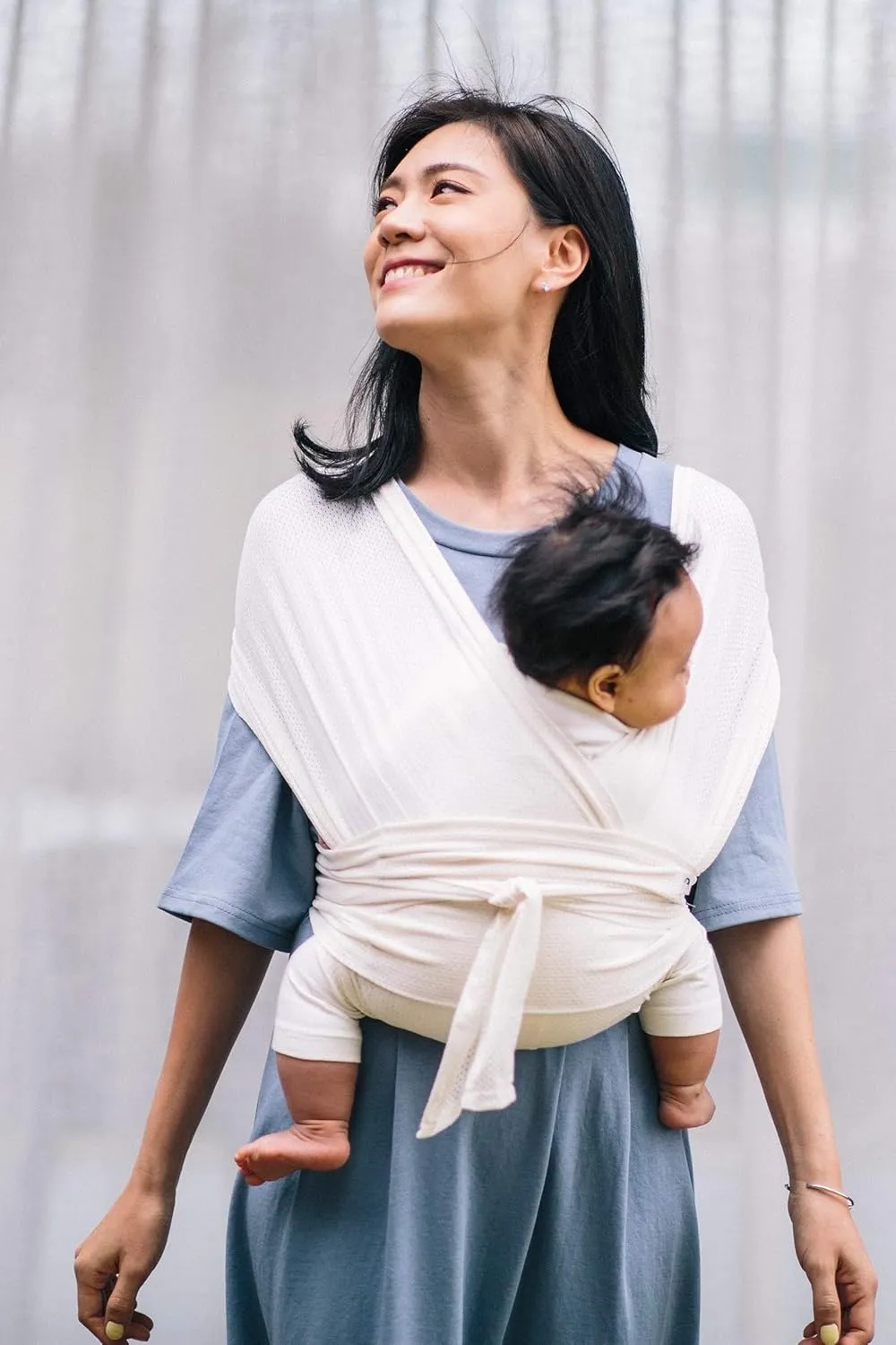 Konny Original Baby Carrier AirMesh for Cozy Luxury Baby Carrier Wrap, Easy to Wear Baby Wrap Carrier, Perfect Essentials Cloths for Newborn Babies up to 44 lbs, (Cream, XS)