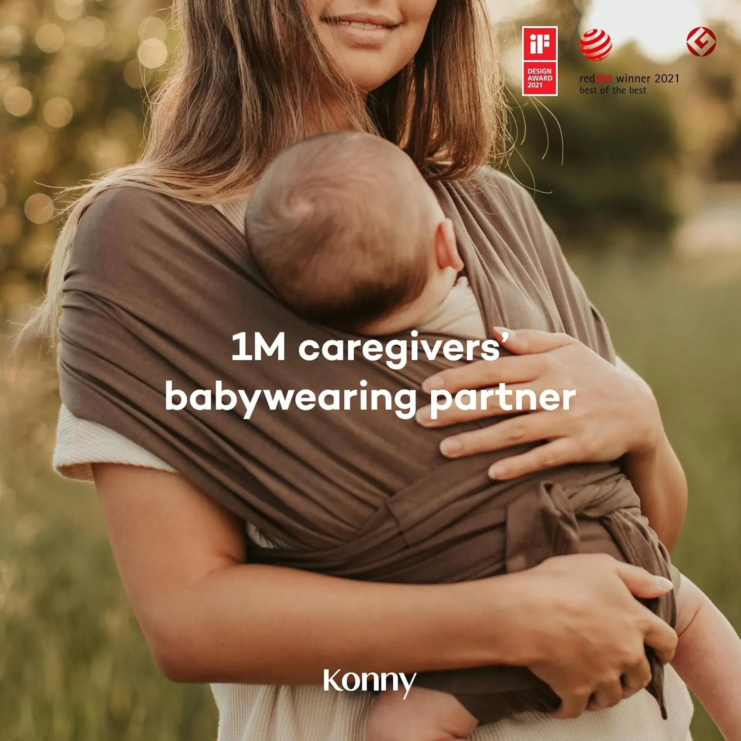 Konny Original Baby Carrier SoftBreeze Luxury Carrier Wrap, Easy to Wear Baby Wrap Carrier, Perfect Essentials Cloths for Newborn Babies up to 44 lbs, (Beige, 2XS)