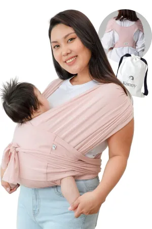 Konny Original Baby Carrier SoftBreeze Luxury Carrier Wrap, Easy to Wear Baby Wrap Carrier, Perfect Essentials Cloths for Newborn Babies up to 44 lbs, (Pink, XL)