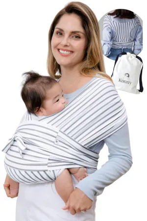 Konny Original Baby Carrier SoftBreeze Luxury Carrier Wrap, Easy to Wear Baby Wrap Carrier, Perfect Essentials Cloths for Newborn Babies up to 44 lbs, (Stripe, 5XL)