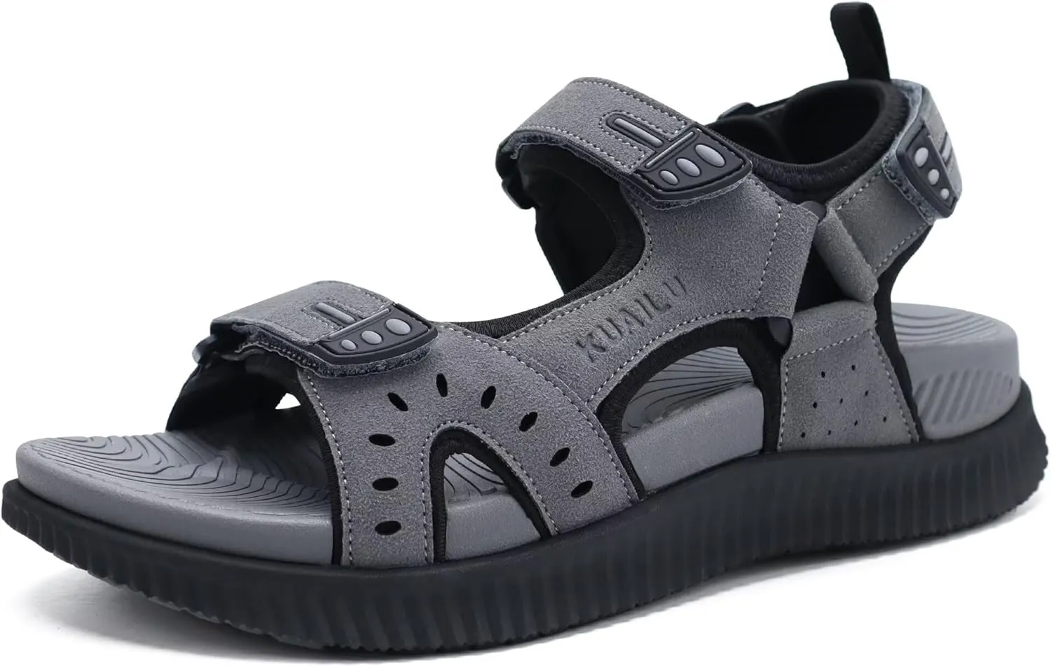 KuaiLu Mens Hiking Sandals With Arch Support Sport Recovery Athletic Walking Sandals For Man Outdoor Summer Casual Thick Cushion Beach Water Fisherman Sandal Size 7-15