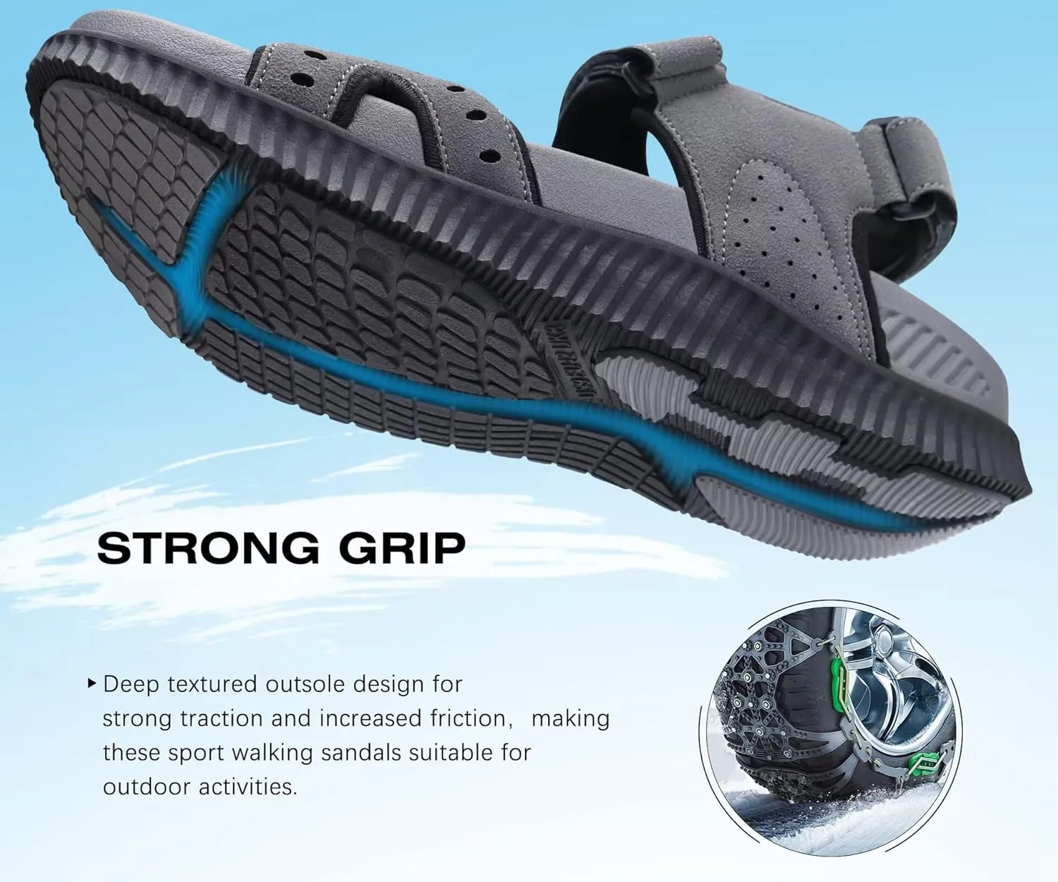 KuaiLu Mens Hiking Sandals With Arch Support Sport Recovery Athletic Walking Sandals For Man Outdoor Summer Casual Thick Cushion Beach Water Fisherman Sandal Size 7-15