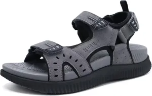 KuaiLu Mens Hiking Sandals With Arch Support Sport Recovery Athletic Walking Sandals For Man Outdoor Summer Casual Thick Cushion Beach Water Fisherman Sandal Size 7-15