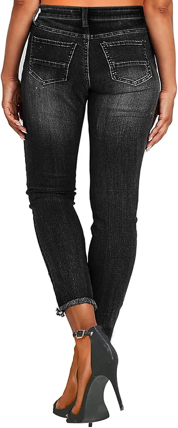 KUNMI Women's Ripped Skinny Jeans Distressed Stretchy Denim Pants