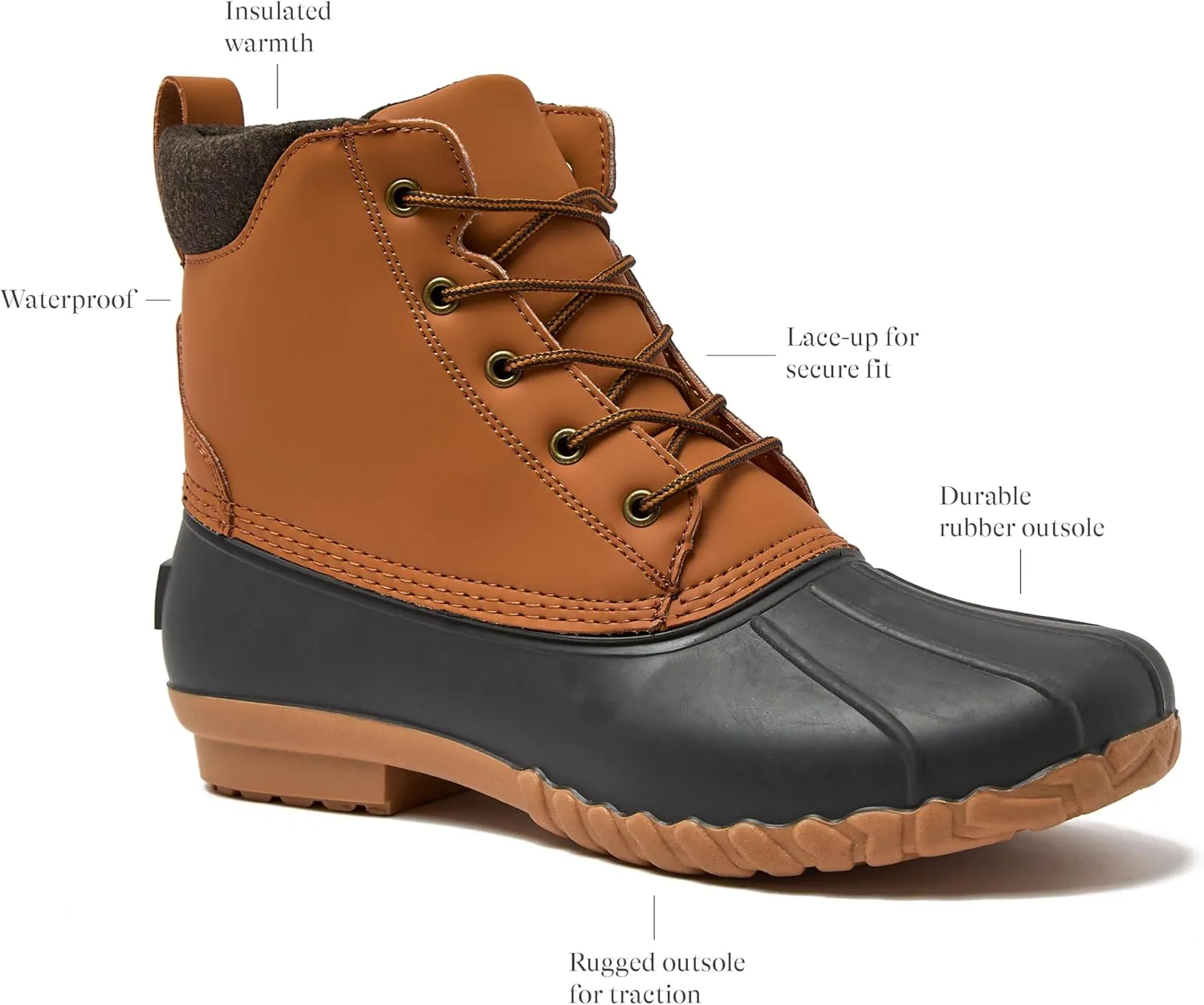 Lands' End Dakota Waterproof Boots for Men - Insulated Warm Mens Duck Boots, Black or Brown, Size 7 to 15, Medium and Extra Wide Width - Winter, Snow or Rain Boots Men