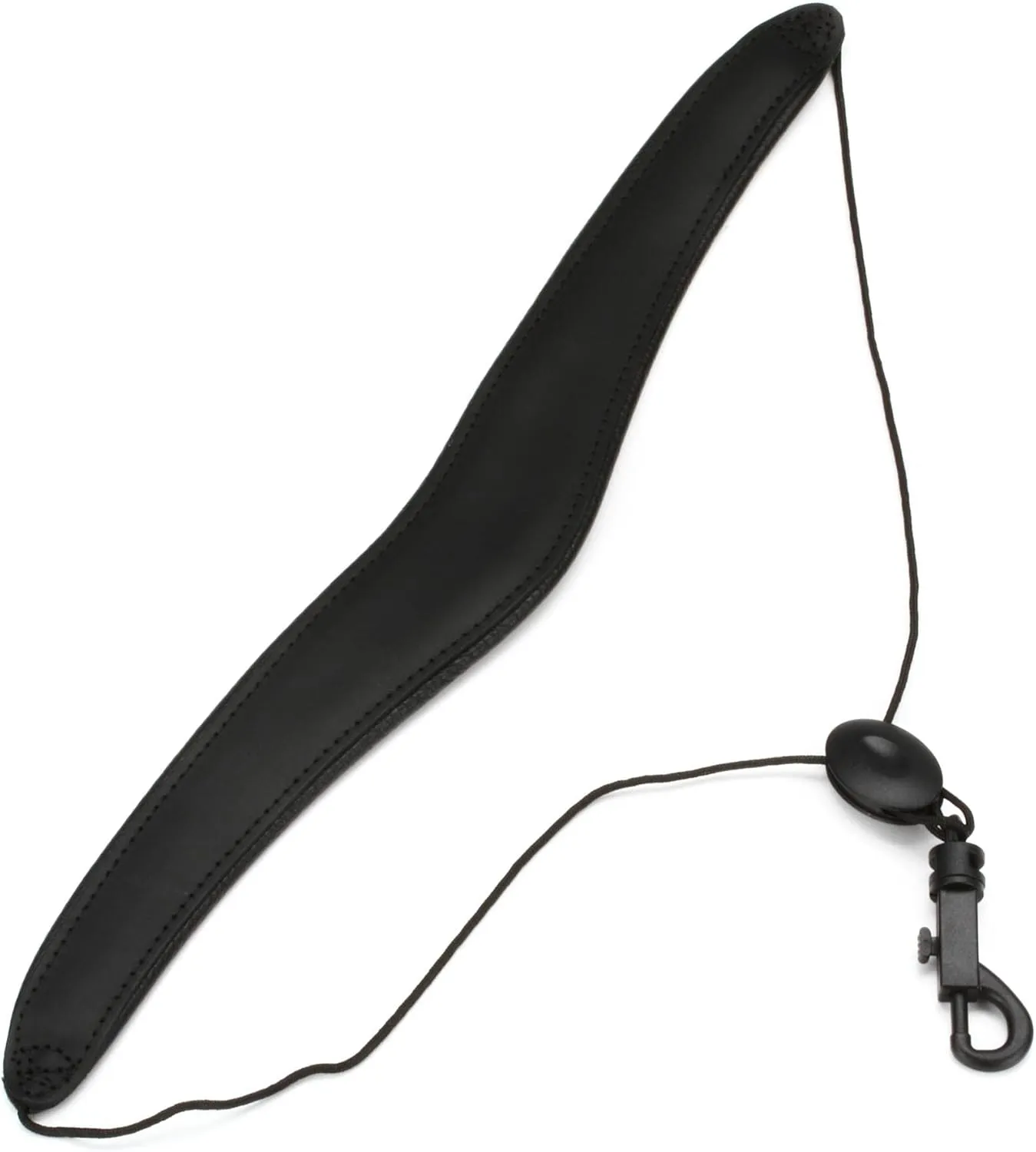 Levy's Leathers 2. 5" Wide Genuine Garment Leather Saxophone Strap and Easy Slide Corded Medallion with Plastic Snap Hook; Black (M27L-BLK)