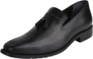 LIBERTYZENO Mens Genuine Leather Tassel Loafer Slip On Dress Shoes