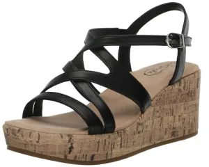 LifeStride Womens Bailey Strappy Platform Wedge Sandals Black 8.5 M