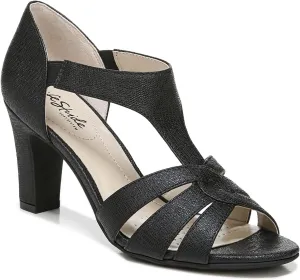 LifeStride Women's, Caramel Sandal Black Textured 9 M