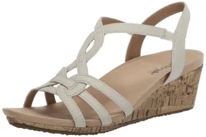 LifeStride Womens Monaco 2 Strappy Cork Wedge Sandals Bone 8 M