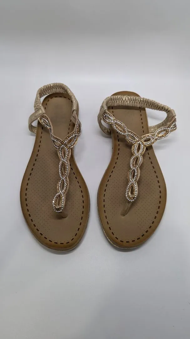Light Brown/Gold/Silver Embellished Strappy Sandals