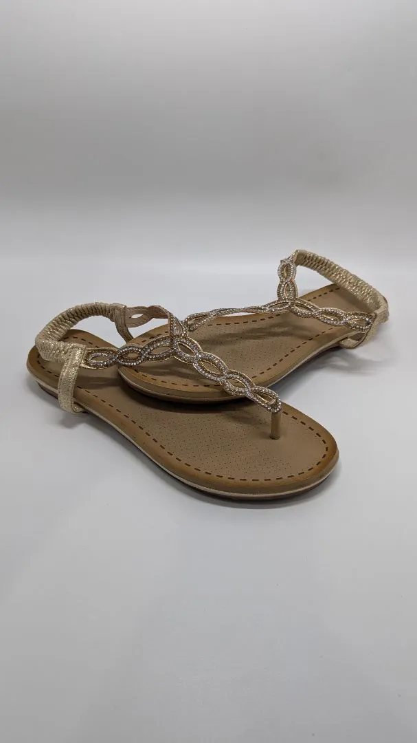 Light Brown/Gold/Silver Embellished Strappy Sandals
