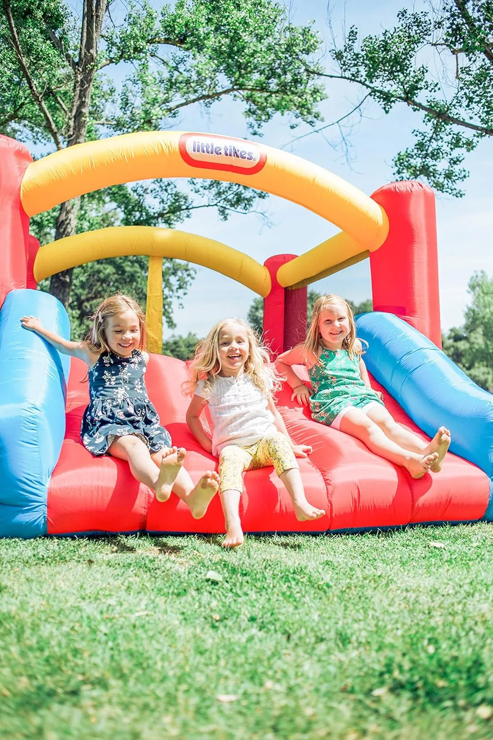 Little Tikes Jump 'n Slide Inflatable Bouncer Includes Heavy Duty Blower With GFCI, Stakes, Repair Patches, And Storage Bag, for Kids Ages 3-8 Years