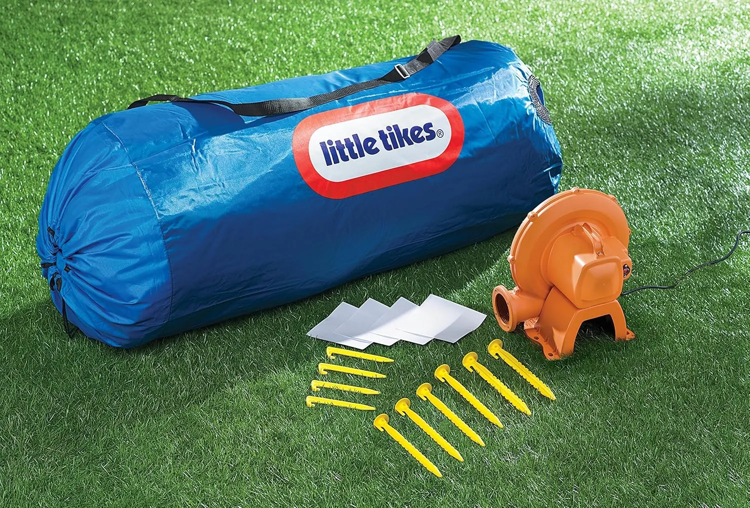Little Tikes Jump 'n Slide Inflatable Bouncer Includes Heavy Duty Blower With GFCI, Stakes, Repair Patches, And Storage Bag, for Kids Ages 3-8 Years