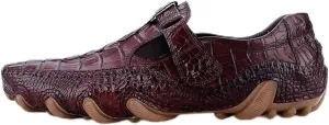 Loafers for Men Faux Crocodile Patter Monk Strap Strong Lug Soles Genuine Leather Slip on Shoes Square Toe