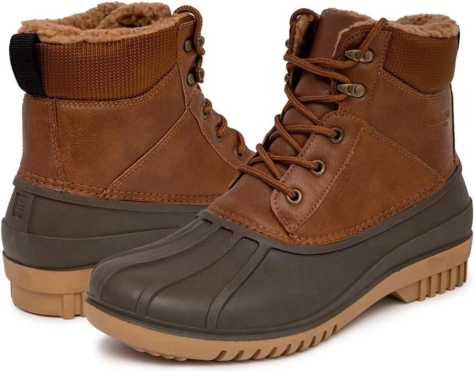 LONDON FOG Aspen Winter Boots for Men Waterproof Snow - Insulated Duck Mens Snow Boots or Rain Boots, Black Tan or Brown, Size 7 to 15 Medium and Extra Wide Widths